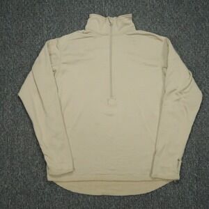 Peckham‎ Pullover Mens Medium Khaki Tan Midweight Cold Weather Waffle Half Zip